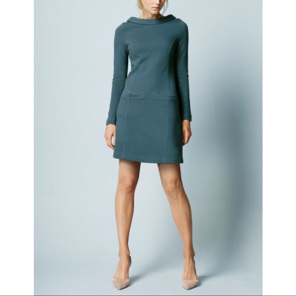 Boden Marion Ottoman Teal Ribbed Tunic Dress 12R